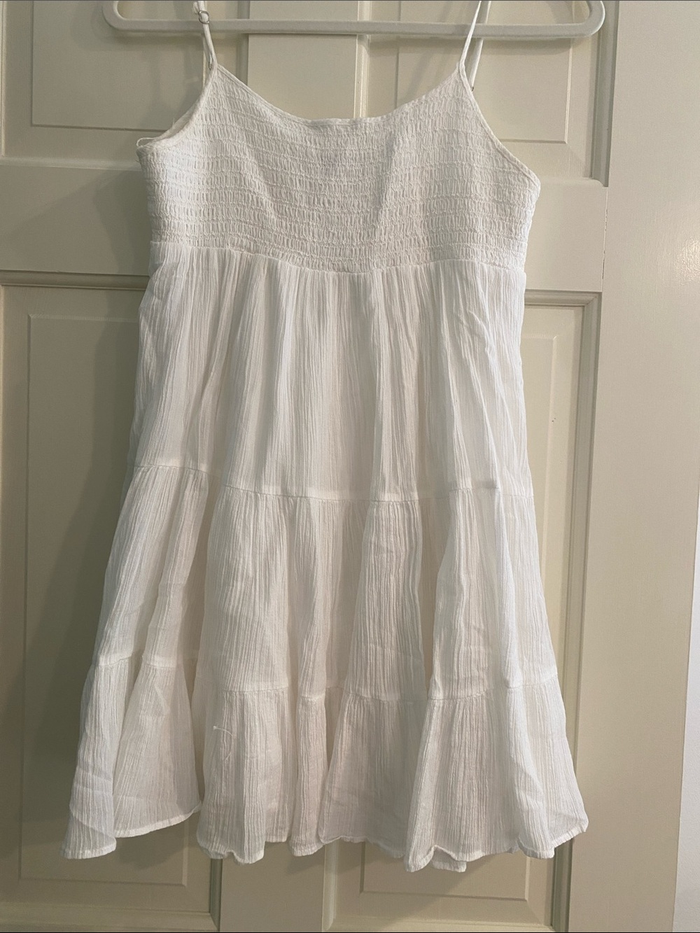 Zara White Smocked Tiered Mini Dress